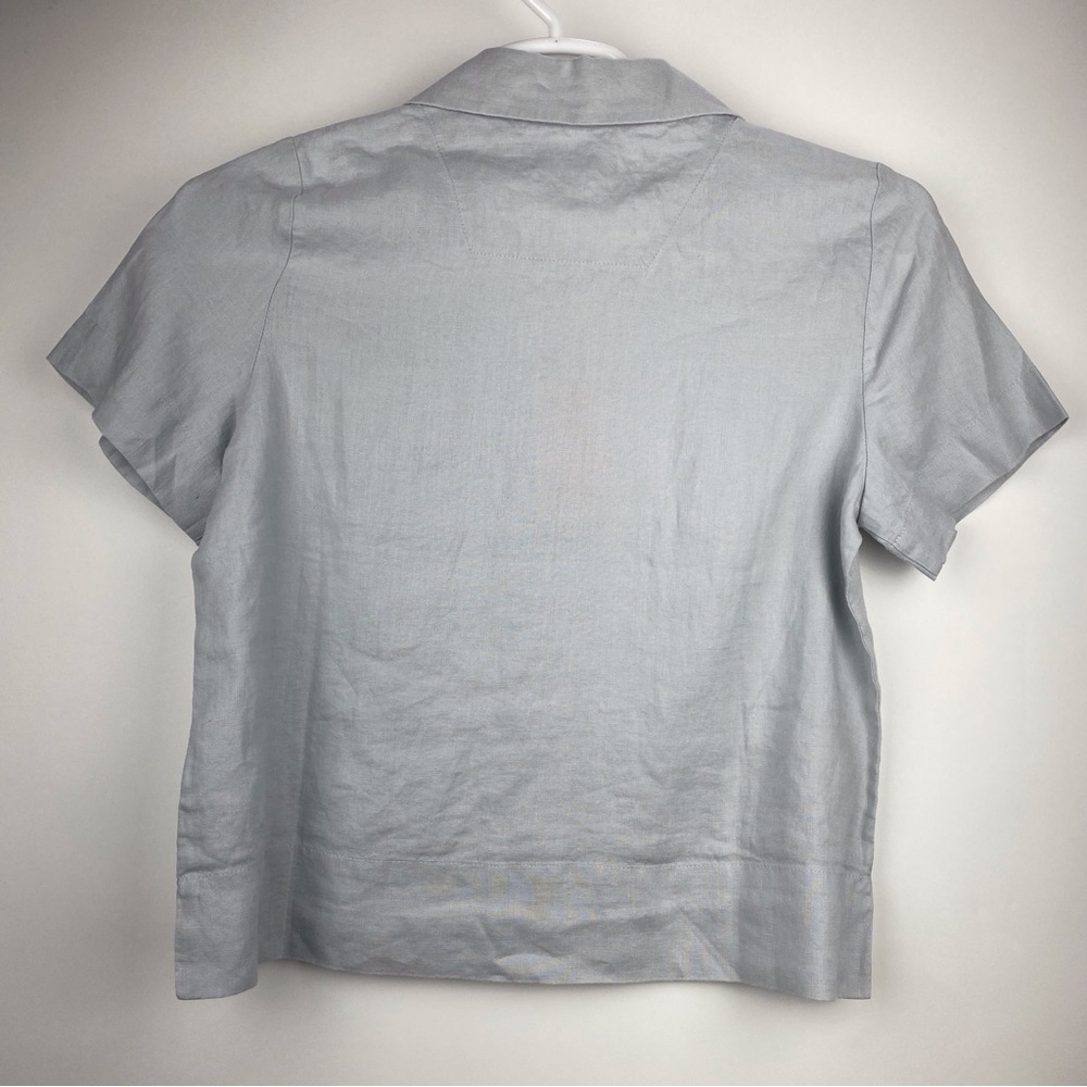 NWT Quince Women's 100% European Linen Short Sleeve Shirt XS Button Up Blue Mist - Picture 2 of 14